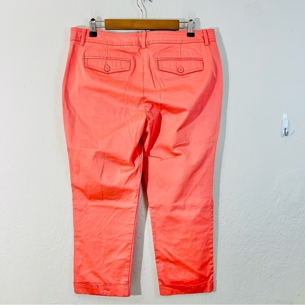 New York & Company High Rise Capri Cropped Pants Size 12 Coral Stretch Office - Picture 2 of 13